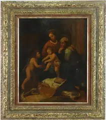 Madonna and Child with a Cat by Giulio Romano, Oil on canvas, sold Dec 2023