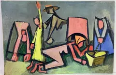 Untitled by Richard Rogers, Mixed media on cardboard, sold Feb 2024
