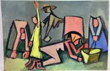 Untitled by Richard Rogers, Mixed media on cardboard, sold Feb 2024