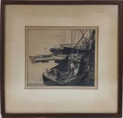 The Trawlers by George Elmer Browne, Etching, sold Mar 2024