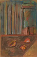 Untitled (Abstraction) by Carroll Sockwell, 1957, colored pencil and pastel on card stock, sold Dec 2020