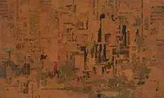 Untitled (Collage) by William Getman, 1957, collage on masonite, sold Dec 2020