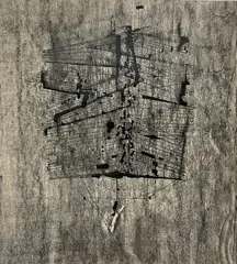 Untitled by Benoît Gilsoul, India ink and charcoal on paper mounted to backing paper, sold Dec 2020
