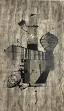 Untitled ((Satellite) by Benoît Gilsoul, 1969, India ink and charcoal on paper, sold Dec 2020