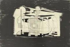 Untitled (Columns) by Benoît Gilsoul, charcoal and pencil on paper, sold Dec 2020