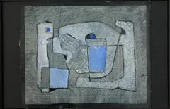 Untitled (Blue and gray composition) by Benoît Gilsoul, gouache and wash on paper laid down to mat, sold Dec 2020