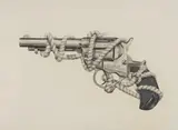 Untitled (Revolver with Rope) by Scott Martin, 1976, graphite on paper, sold Dec 2020