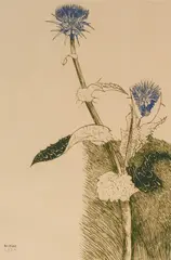 Flowers by Leonard Baskin, 1990, etching, sold Dec 2020