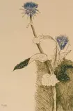 Flowers by Leonard Baskin, 1990, etching, sold Dec 2020