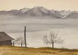 Untitled (Mountain view) by Reynolds Thomas, 1961, watercolor on paper, sold Dec 2020
