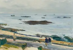 Marine en Bretagne by Gaston Sébrie, oil on canvas, sold Dec 2020