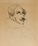 Portrait of Ottavio Leoni by Leonard Baskin, etching, sold Dec 2020