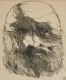 Portrait of Blesdin by Leonard Baskin, 1962, etching, sold Dec 2020