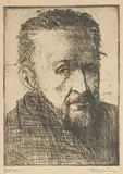Portrait of Thomas Eakins by Leonard Baskin, etching, sold Dec 2020