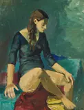 Untitled (Seated woman) by Nicolai Cikovsky, oil on canvas, sold Dec 2020