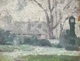 Brockwell Park, Tulse Hill With Clock Tower, London by Roland Wakelin, 1924, oil on wood panel, offered Nov 2017