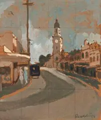 Mount Street, North Sydney by Roland Wakelin, 1952, gouache on paper, sold Nov 2017