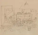 Midday Spine – Bash, Noemfoor Island, Dutch New Guinea by Eric Anchor Thake, 1945, pencil and ink on paper, sold Nov 2017