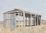 Old Hay Shed by Helen Ogilvie, 1976, tempera on board, sold Nov 2017