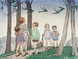 The Enchanted Birds by Ethel Spowers, 1927, watercolour and pencil on paper, sold Nov 2017