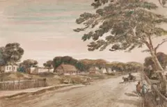 SKETCH OF THE TOWN OF PERTH, WESTERN AUSTRALIA, c.1836 – 37 by Charles Dirck Wittenoom, watercolour and pencil on paper, sold Sep 2017