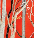 Spotted Eucalypts, Orange by Cressida Campbell, 2000, watercolour on incised woodblock, sold Sep 2017