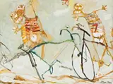 The Bicycle Boy’S Collision by John Olsen, 1961, oil on composition board, sold Sep 2017