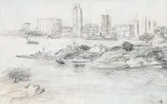 Blackwattle Bay by Lloyd Rees, 1965, carbon pencil and watercolour wash on paper, sold Sep 2017