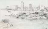 Blackwattle Bay by Lloyd Rees, 1965, carbon pencil and watercolour wash on paper, sold Sep 2017