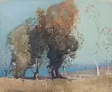 Landscape, Pastoral by Sydney Long, 1919, watercolour on paper, sold Sep 2017