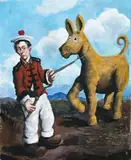 Pygmalion Wrestles by McLean Edwards, 1997, oil on canvas, sold Sep 2017