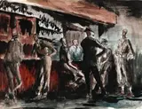 The Bar – Albury by Russell Drysdale, c.1942 – 43, pen and ink and watercolour on paper, sold Aug 2017