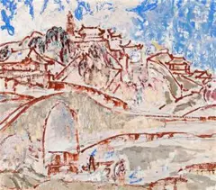 Temple, West Lake, Hangchow by Ian Fairweather, 1936, oil and pencil on cardboard, sold Aug 2017
