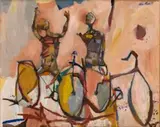 The Bicycle Boys Rejoice by John Olsen, 1955, oil on canvas, sold Aug 2017