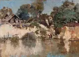 Yarra River Cottage by Walter Withers, c.1898, oil on canvas, sold Aug 2017
