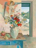 Still Life With Angel Fresco by Justin O’brien, 1972, oil on composition board, sold Aug 2017