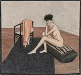 Nude With Purple Rug by John Brack, 1985, watercolour, pastel and crayon on paper, sold Aug 2017