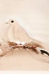 The Pink Dove I by Brett Whiteley, 1983, gouache and collage on cardboard, sold May 2017
