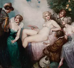 The Lute Player by Norman Lindsay, c.1924, oil on canvas, sold May 2017