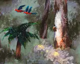 Birds In Flight by Albert Tucker, 1974, oil on composition board, sold May 2017