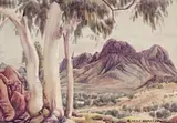 Near Corroboree Rock, Eastern Macdonnells by Albert Namatjira, watercolour on paper, offered May 2017