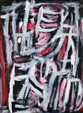 UNTITLED (RED, BLACK AND WHITE), c.1958, VERSO: SEATED NUDE by Tony Tuckson, oil on cardboard, sold May 2017