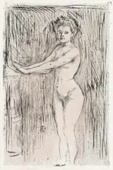 Model Warming Her Hands by Edvard Munch, 1896, etching and drypoint, sold May 2017