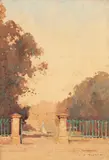 Entry Gates With Woman And Child by J J Hilder, c.1914, watercolour on paper, sold May 2017
