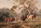 Cattle By The River by Jan Hendrik Scheltema, oil on canvas, sold May 2017