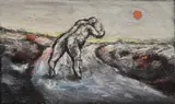 Figure On Road by Peter Booth, 1987, pastel on paper, sold May 2017
