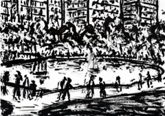 Central Park, New York by Peter Booth, 1984, ink on paper, sold May 2017
