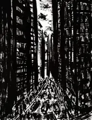N.Y.C. by Peter Booth, 1984, ink on paper, sold May 2017