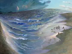 Clearing Storm To Fingal by William Robinson, 1996, oil on canvas, sold Apr 2017
