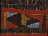 Pumpuni Jilamara by Kutuwulumi Purawarrumpatu, 2003, natural earth pigments and synthetic binder on paper, sold Apr 2017